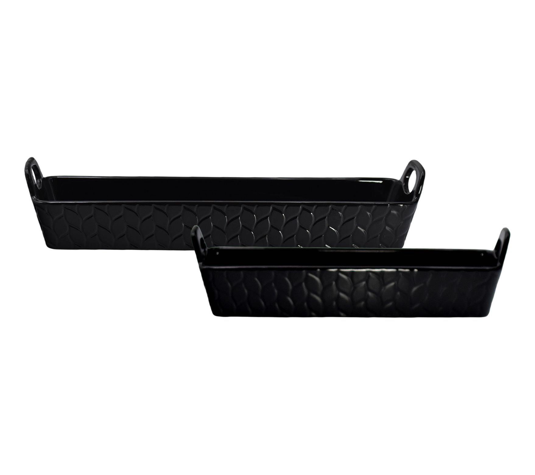 Temp-tations Carved Willow Set of (2) Elongated Cracker Trays