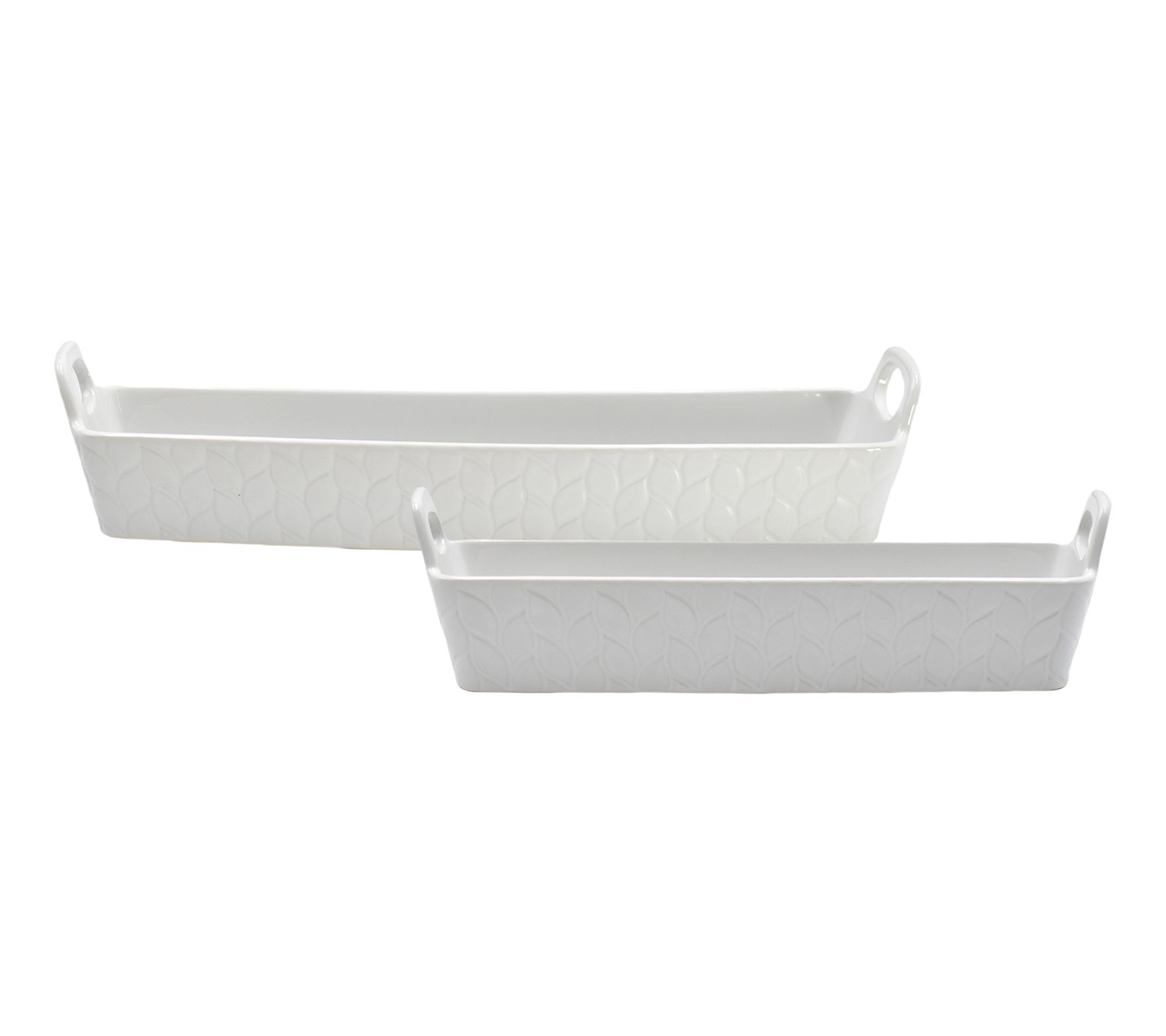 Temp-tations Carved Willow Set of (2) Elongated Cracker Trays