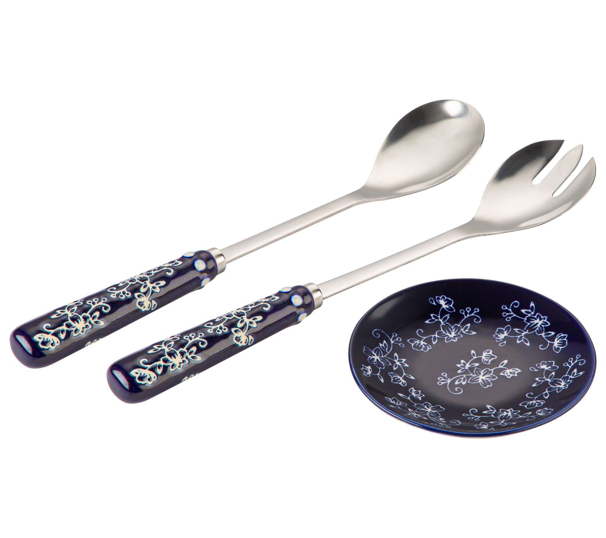 Temp-tations Floral Lace Set of (2) Utensils with Spoon Rest