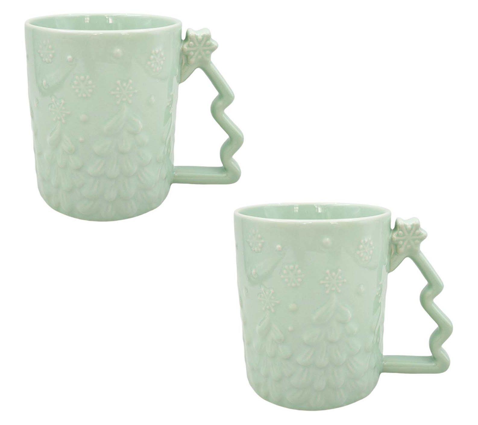 "As Is" Temp-tations Set of (2) 18oz Mugs w/ Figural Icon Handles