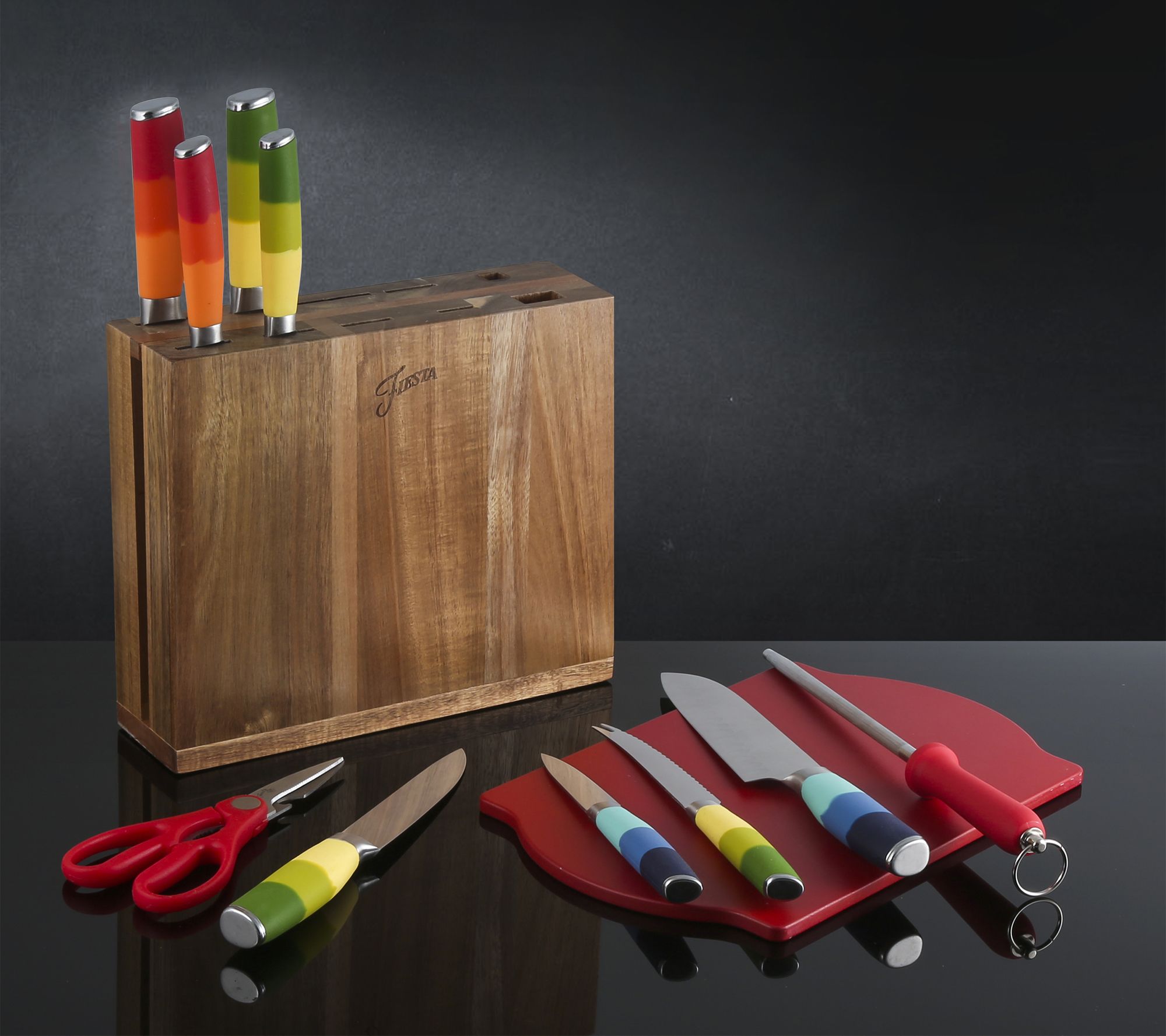 Fiesta 12-Piece Mixed Color Knife Block Set - QVC.com