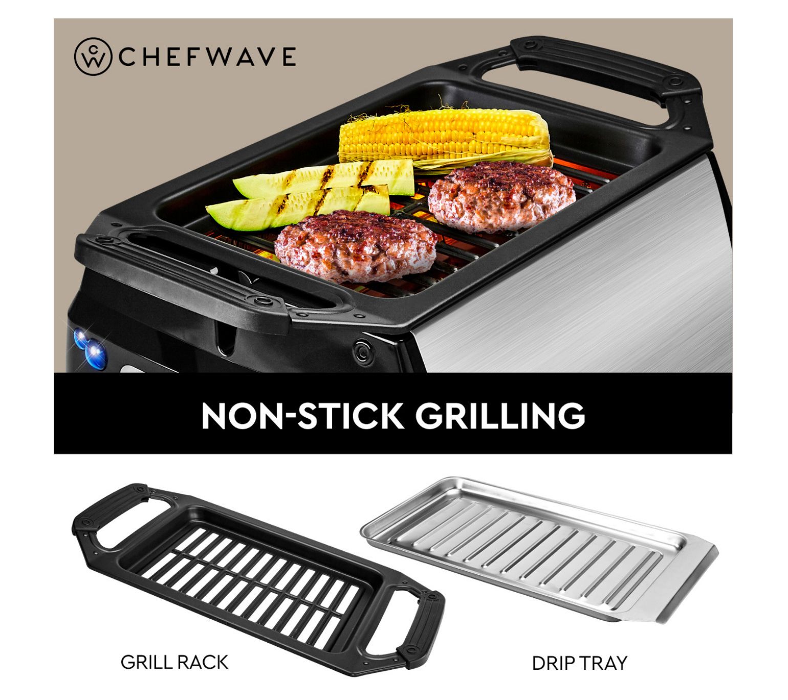 ChefWave Smokeless Infrared Rotisserie Indoor T abletop Grill