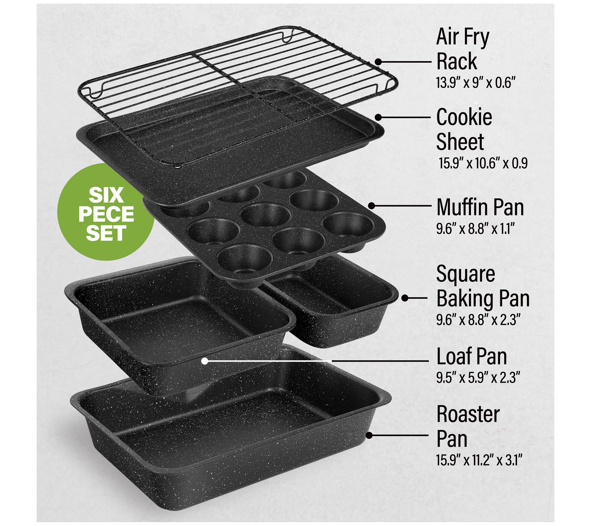 Rorence Bakeware Set Kitchen Oven Baking Pans Set: Nonstick Carbon Steel  Cookie Sheet, Rectangular Cake Pan, 2 Round Cake Pans, Muffin Pan, Loaf Pan  