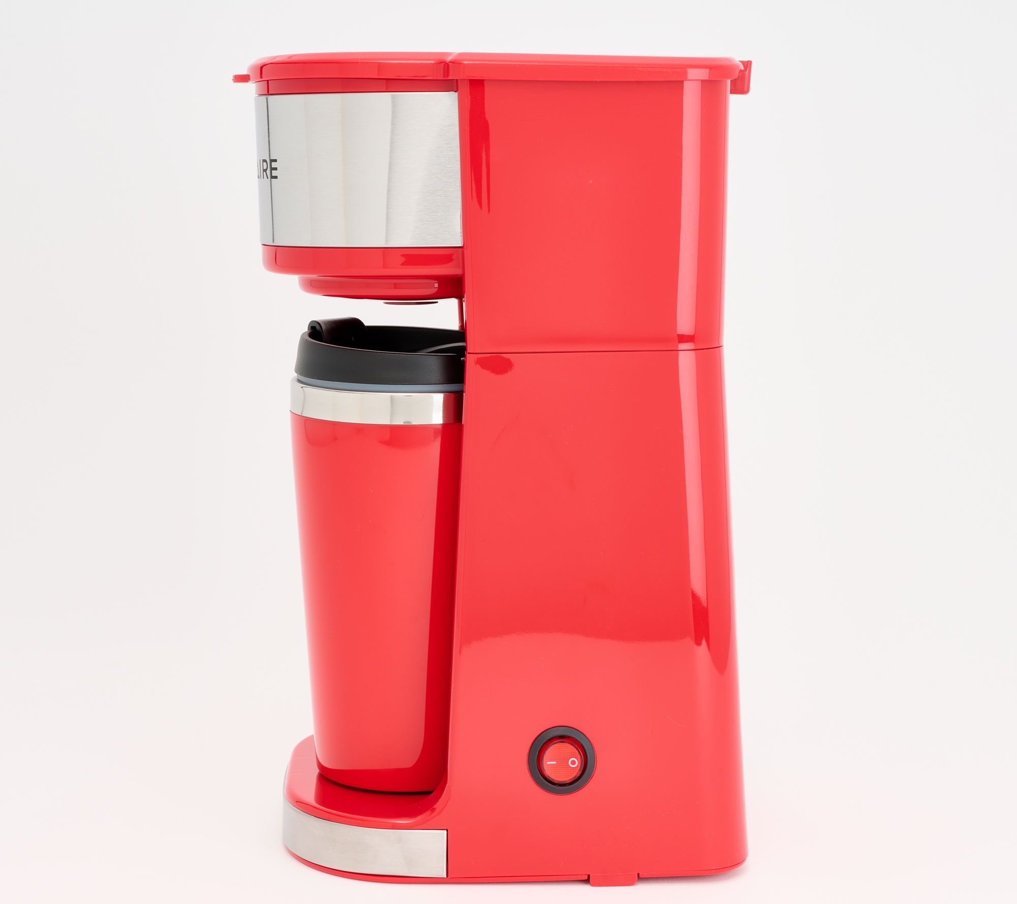 Single Serve Coffee Maker One Cup Small Personal Brew With Brewing Basket  Red