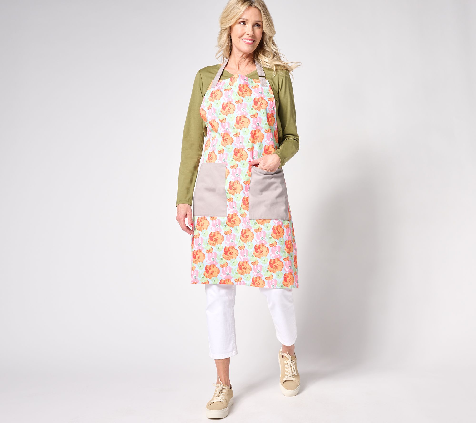 Carla Hall Sweet Heritage Two Pocket Printed Kitchen Apron