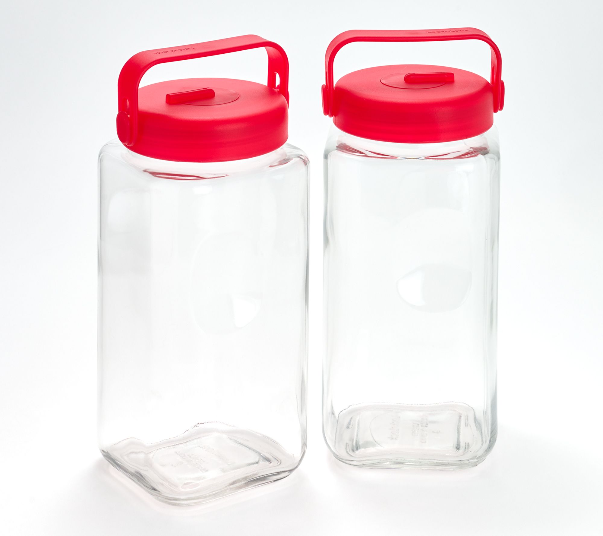 LocknLock Set of 2 Square Glass Canisters w/ Handle Lids