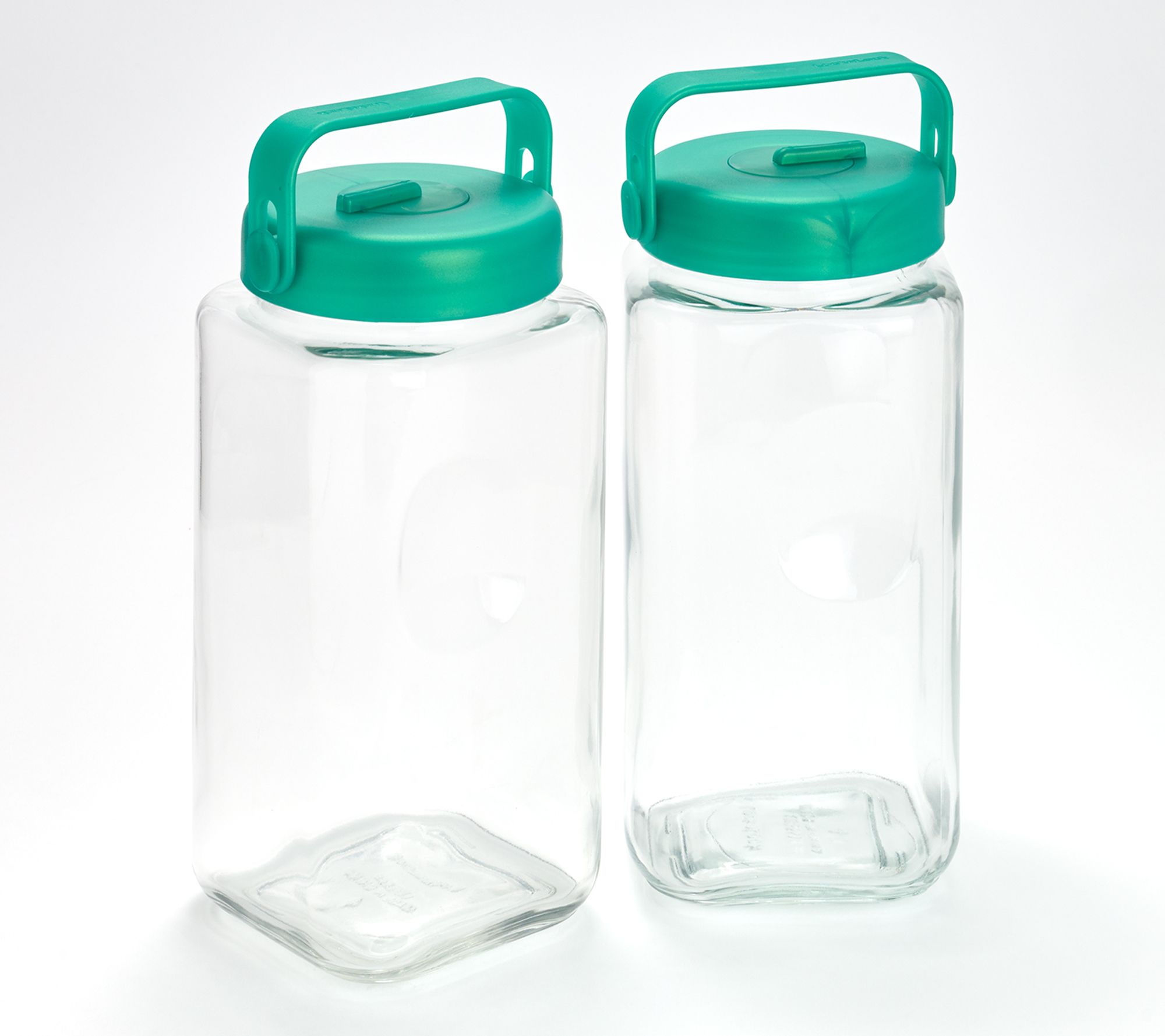 LocknLock Set of 2 Square Glass Canisters w/ Handle Lids
