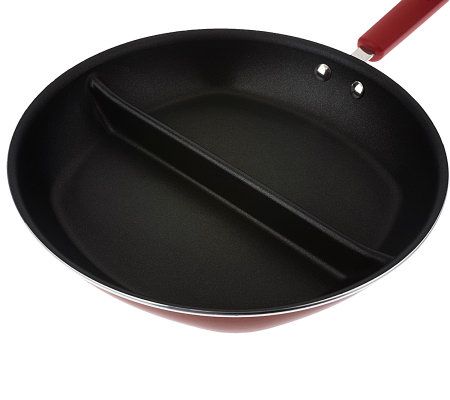 CooksEssentials Hardcoat Enamel II 12 Divided Skillet with Spatula