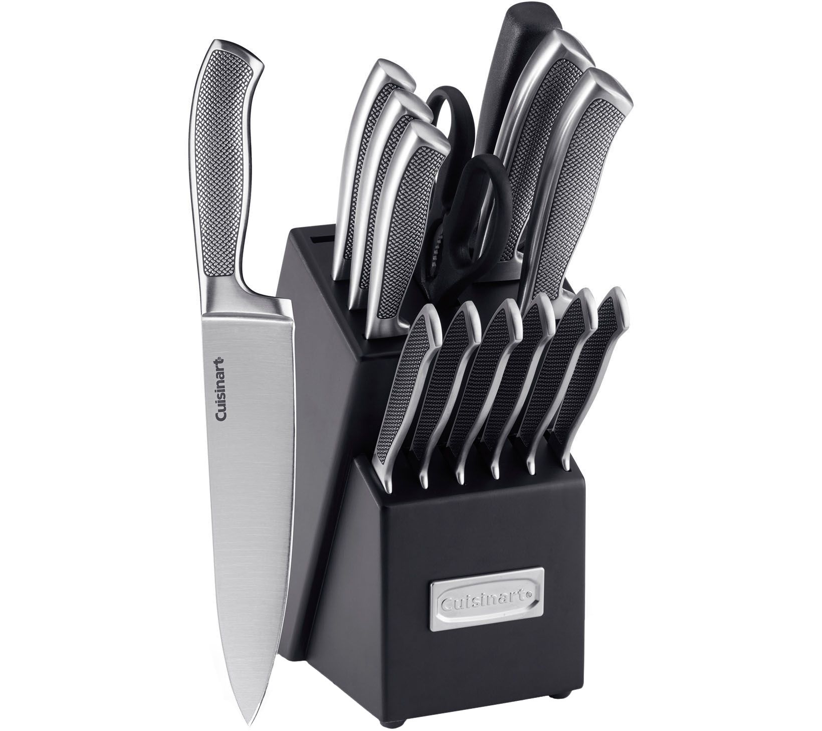 15 Pcs Black Knife Set Kitchen Block Chef Stainless Steel Knives Sharp  Anti-slip