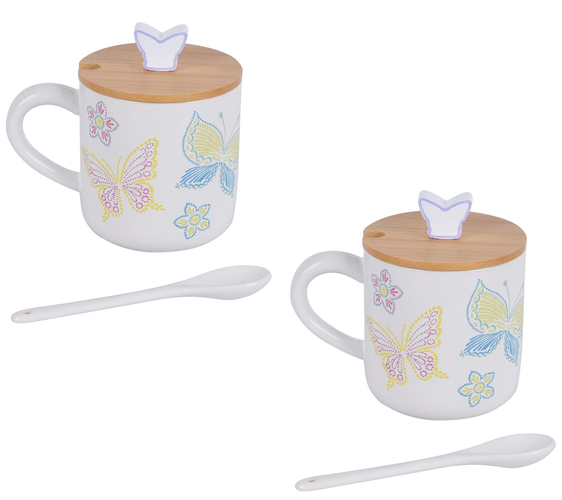 As Is Temp-tations Seasonal Set of (2) 18-oz LidMugsSpoons