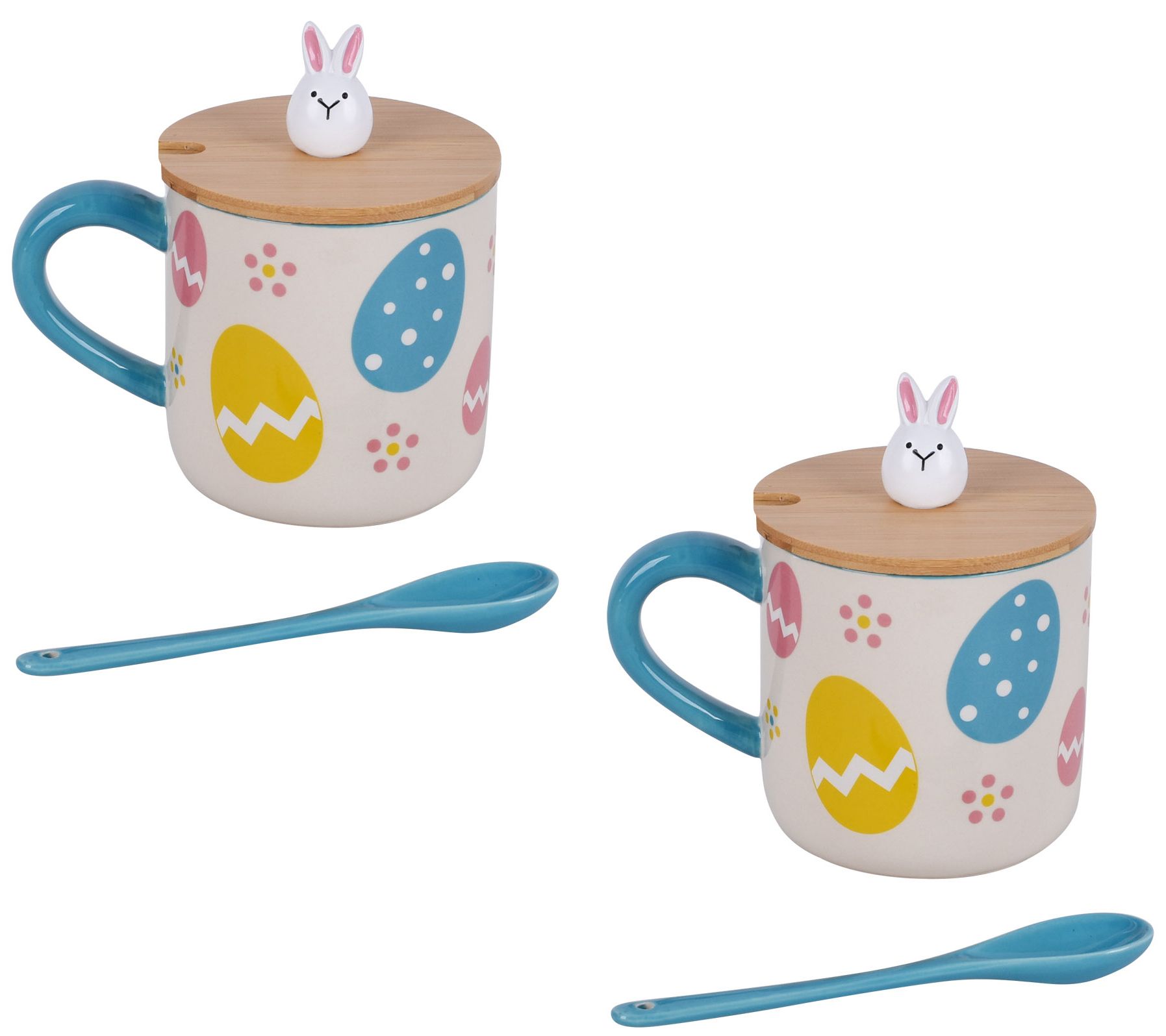 "As Is" Temp-tations Seasonal Set of (2) 18-oz Lid Mugs w/ Spoons