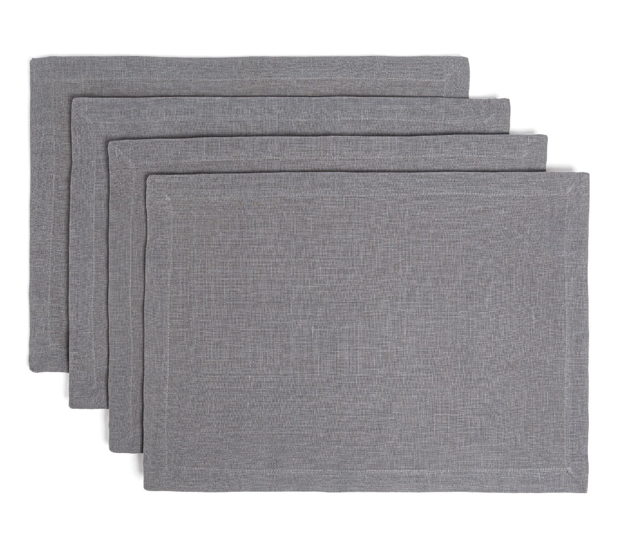 over&back Set of 4 Washed 100%-Linen Woven Placemats