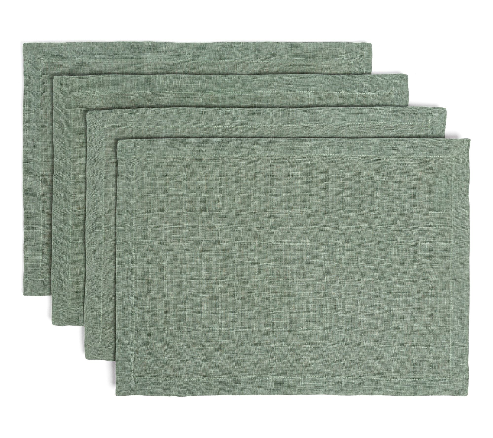 over&back Set of 4 Washed 100%-Linen Woven Placemats
