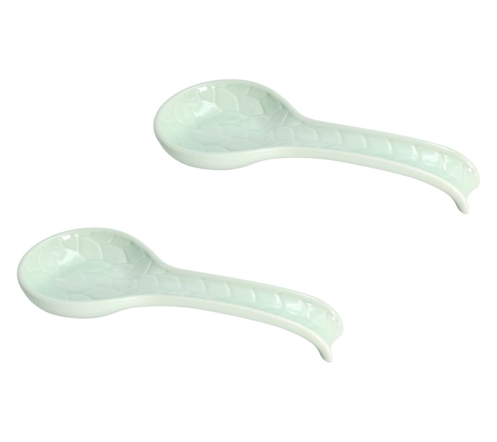 "As Is" Temp-tations Carved Willow Set of 2 Long Stem Spoon Rest