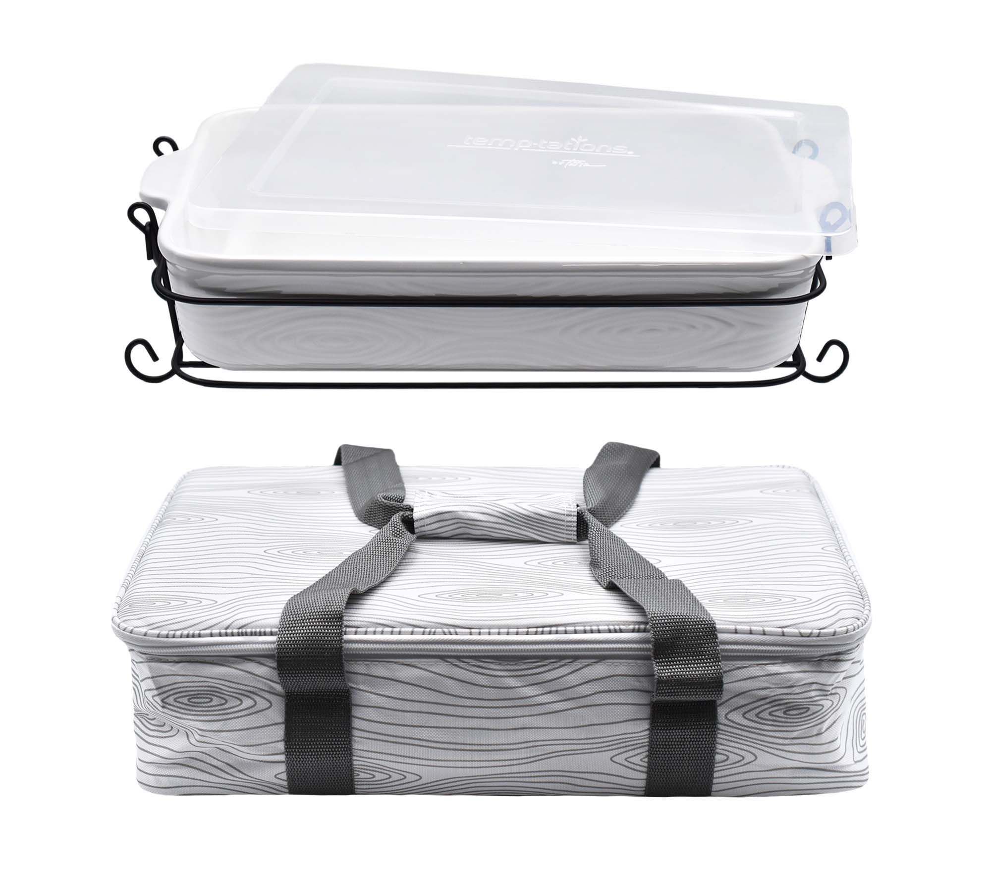 "As Is" Temp-tations 13x9 Baker w/ Tote Bag, Wire Rack & Cover