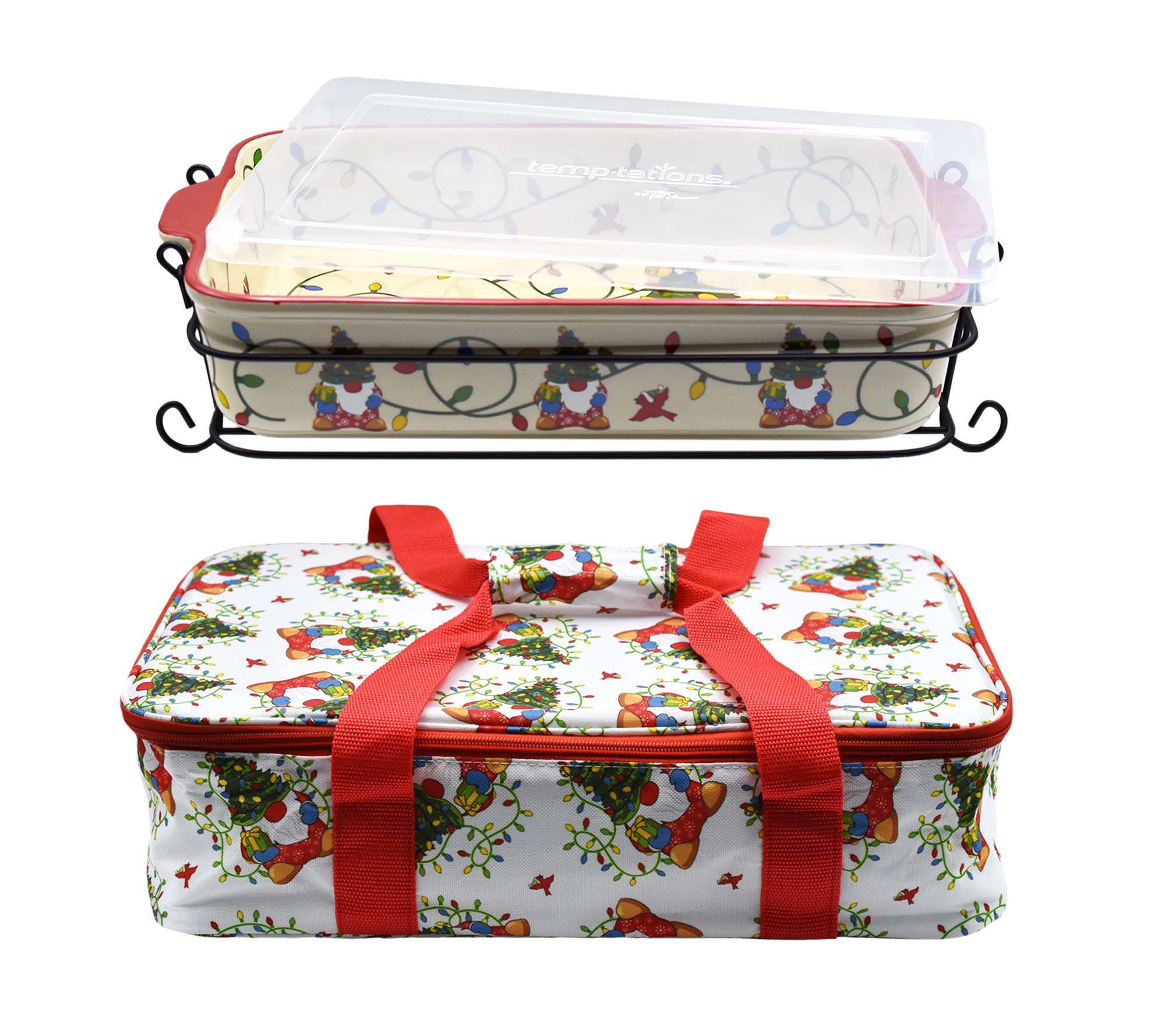 "As Is" Temp-tations 13x9 Baker w/ Tote Bag, Wire Rack & Cover