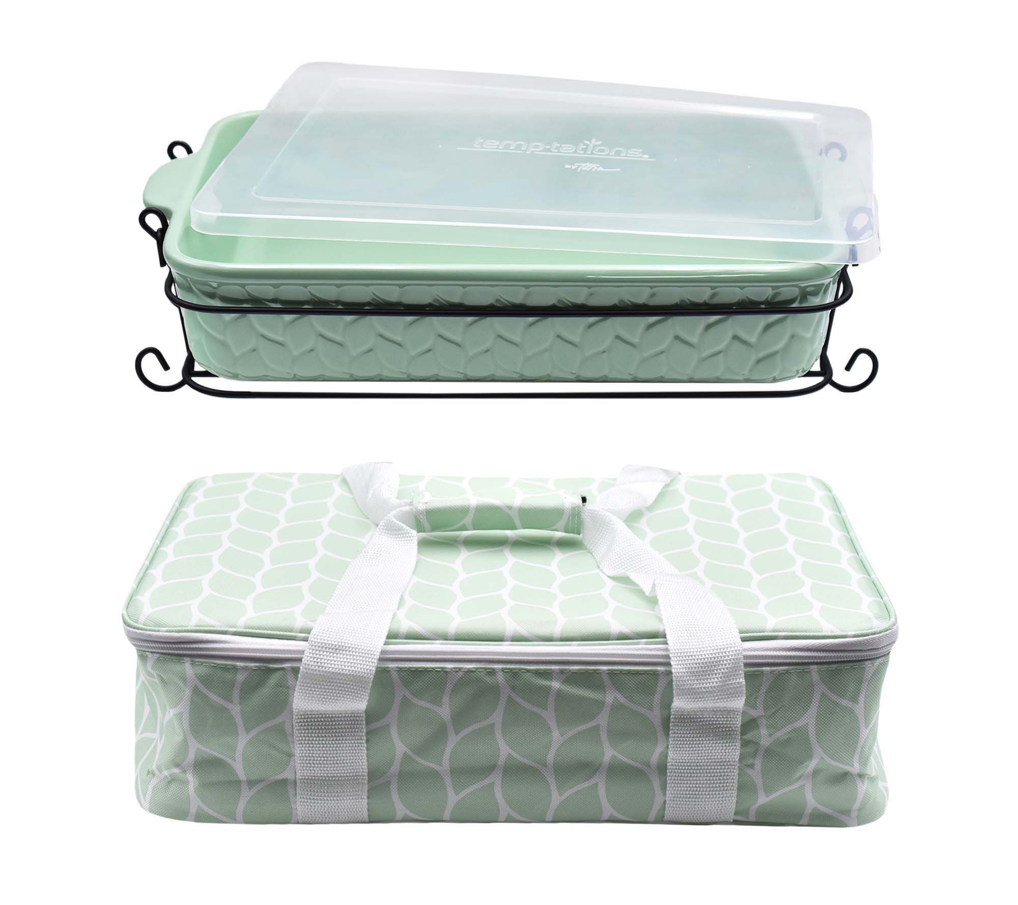 "As Is" Temp-tations 13x9 Baker w/ Tote Bag, Wire Rack & Cover