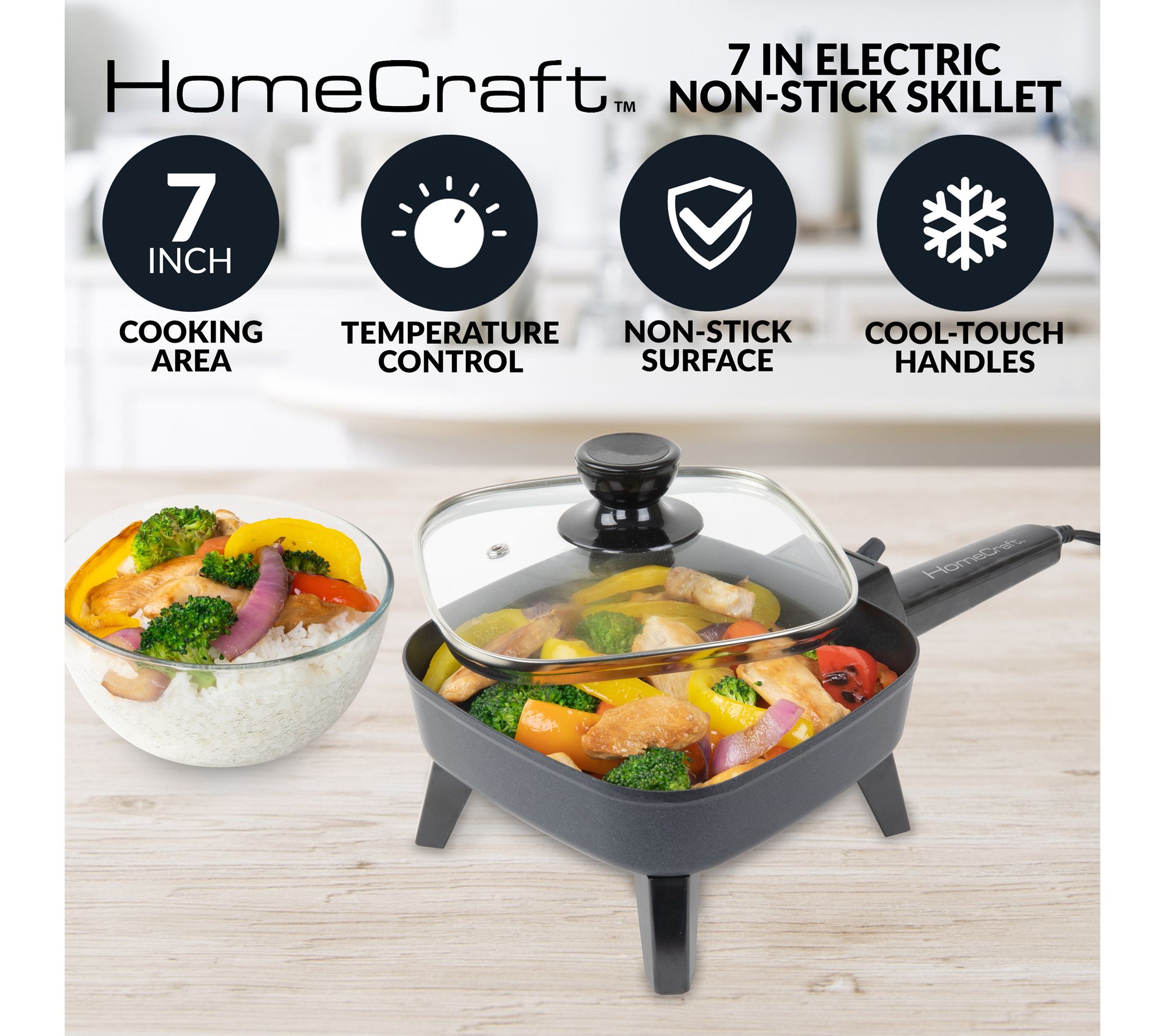 HomeCraft 7-in Electric Non-Stick Skillet | QVC