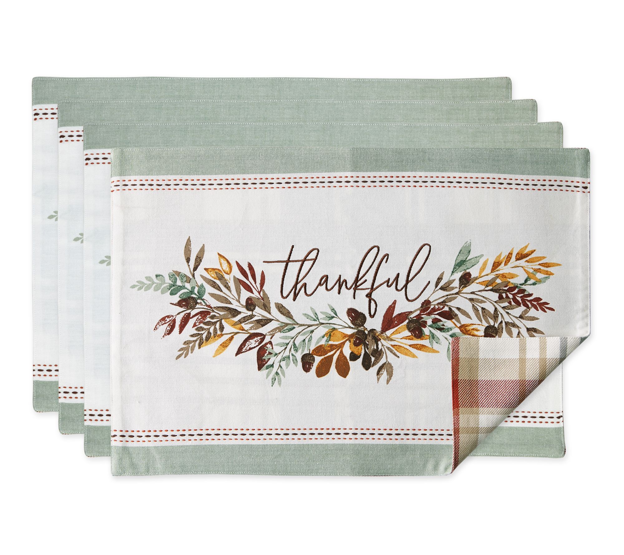 Design Imports Thankful Reversible Embellished Placemats
