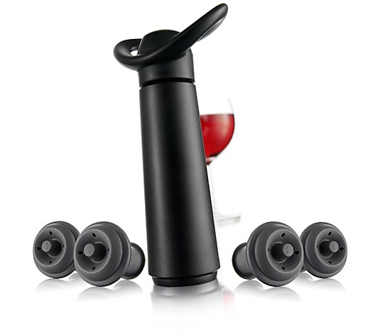 Vacu Vin Wine Saver and (4) Wine Stoppers
