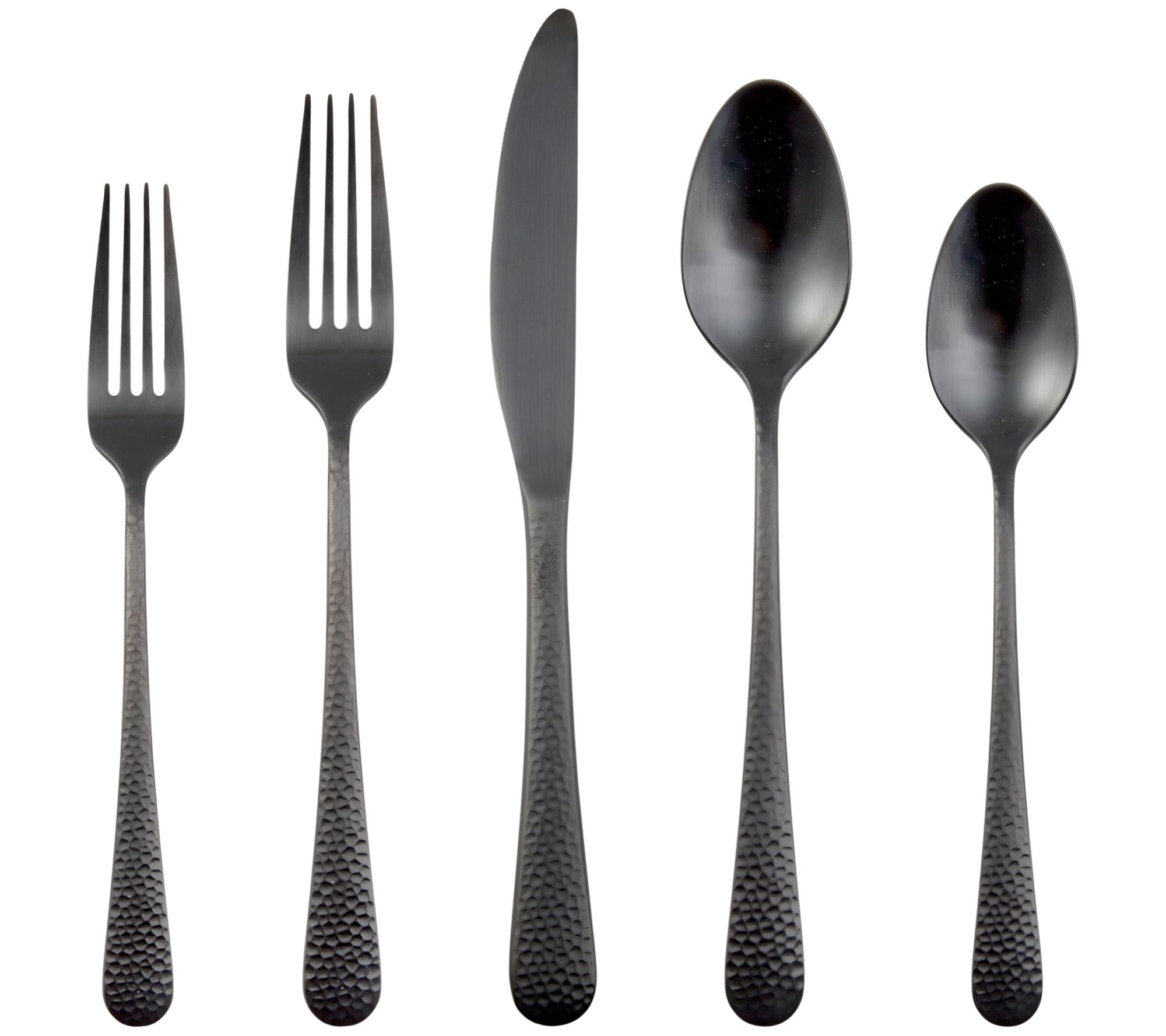 Cambridge Beacon Gold Mirror 20 Pc. Flatware Set, Black