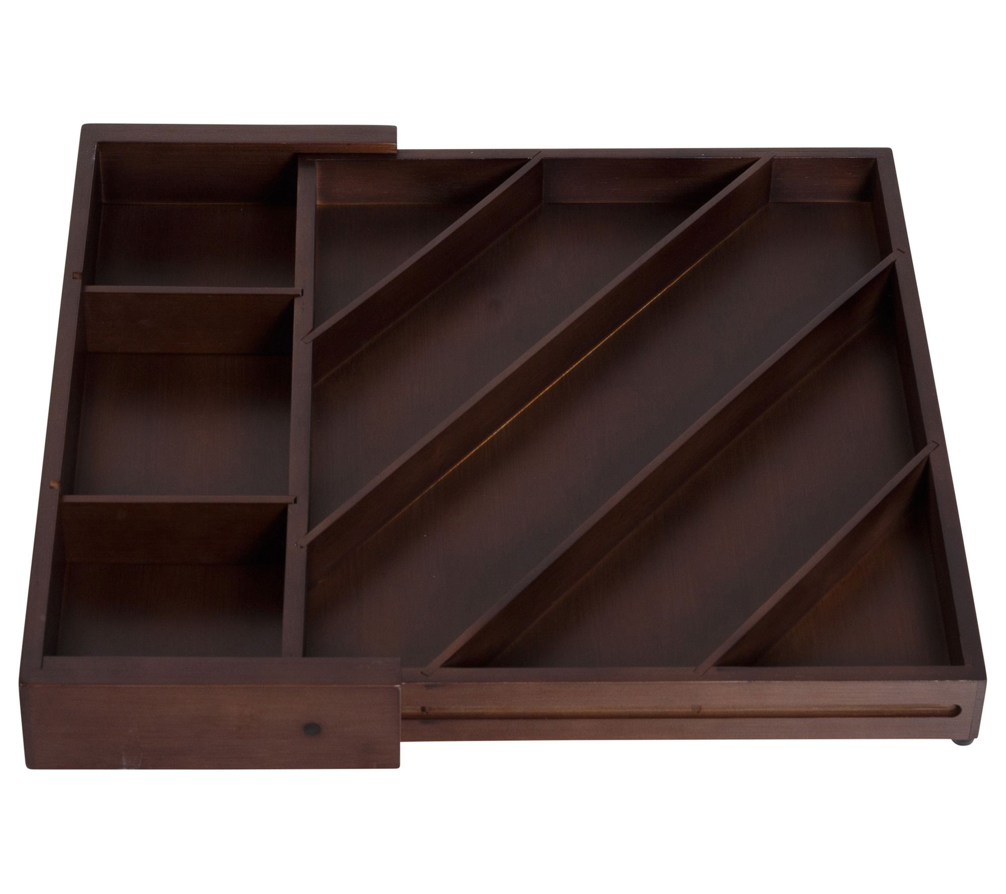 Honey-Can-Do Walnut Expandable Diagonal Bamboo Drawer Organizer