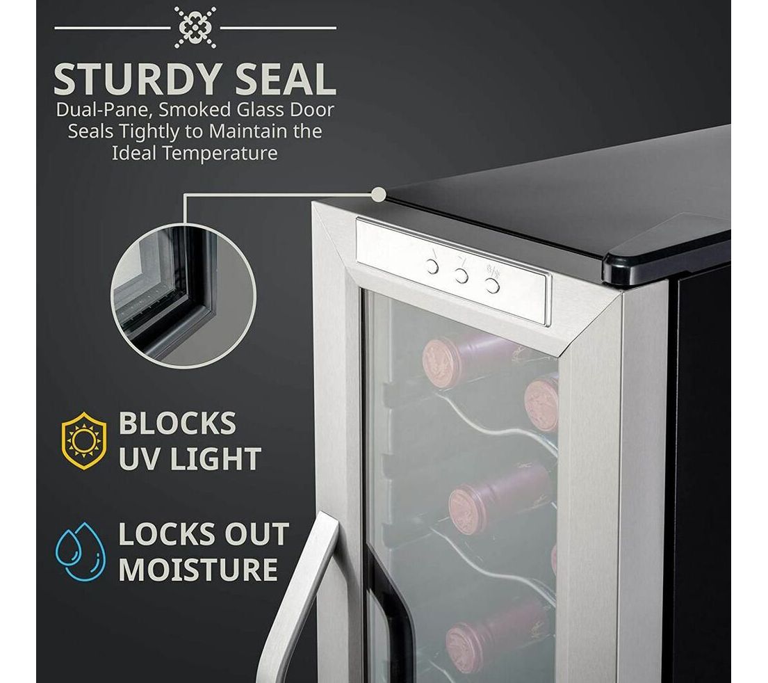 Ivation 12Bottle Stainless Steel Wine Cooler