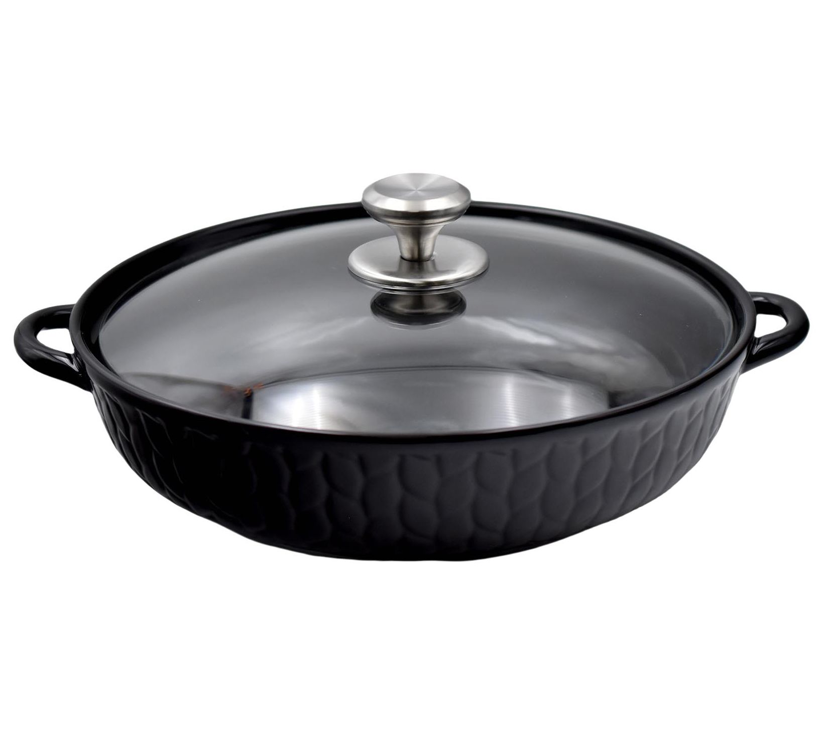 Temp-tations Carved Willow 4-qt Shallow Bakerwith Glass Lid