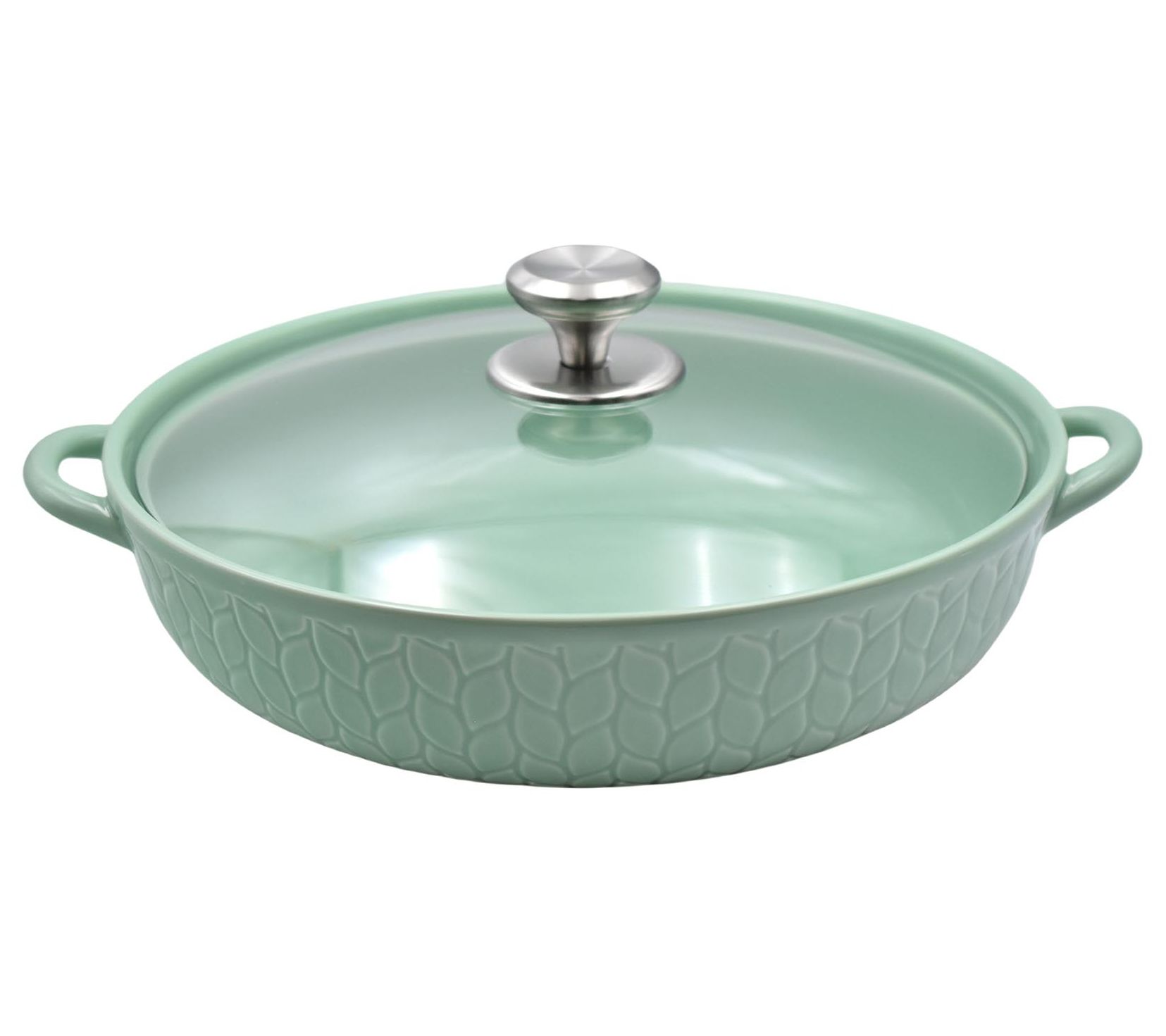 Temp-tations Carved Willow 4-qt Shallow Baker with Glass Lid