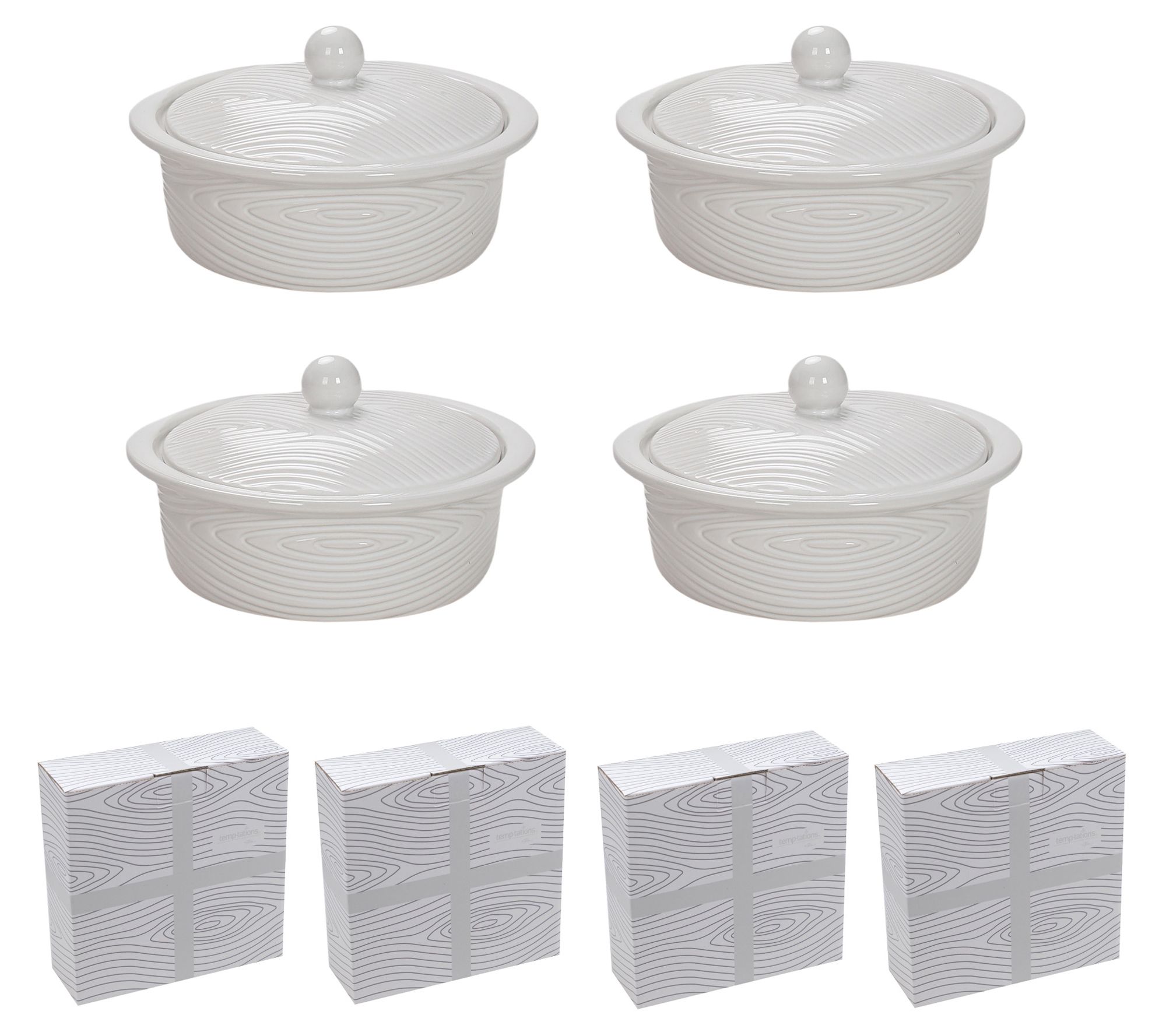 "As Is" Temp-tations (4) Covered Mini 12-oz Pie Dishes