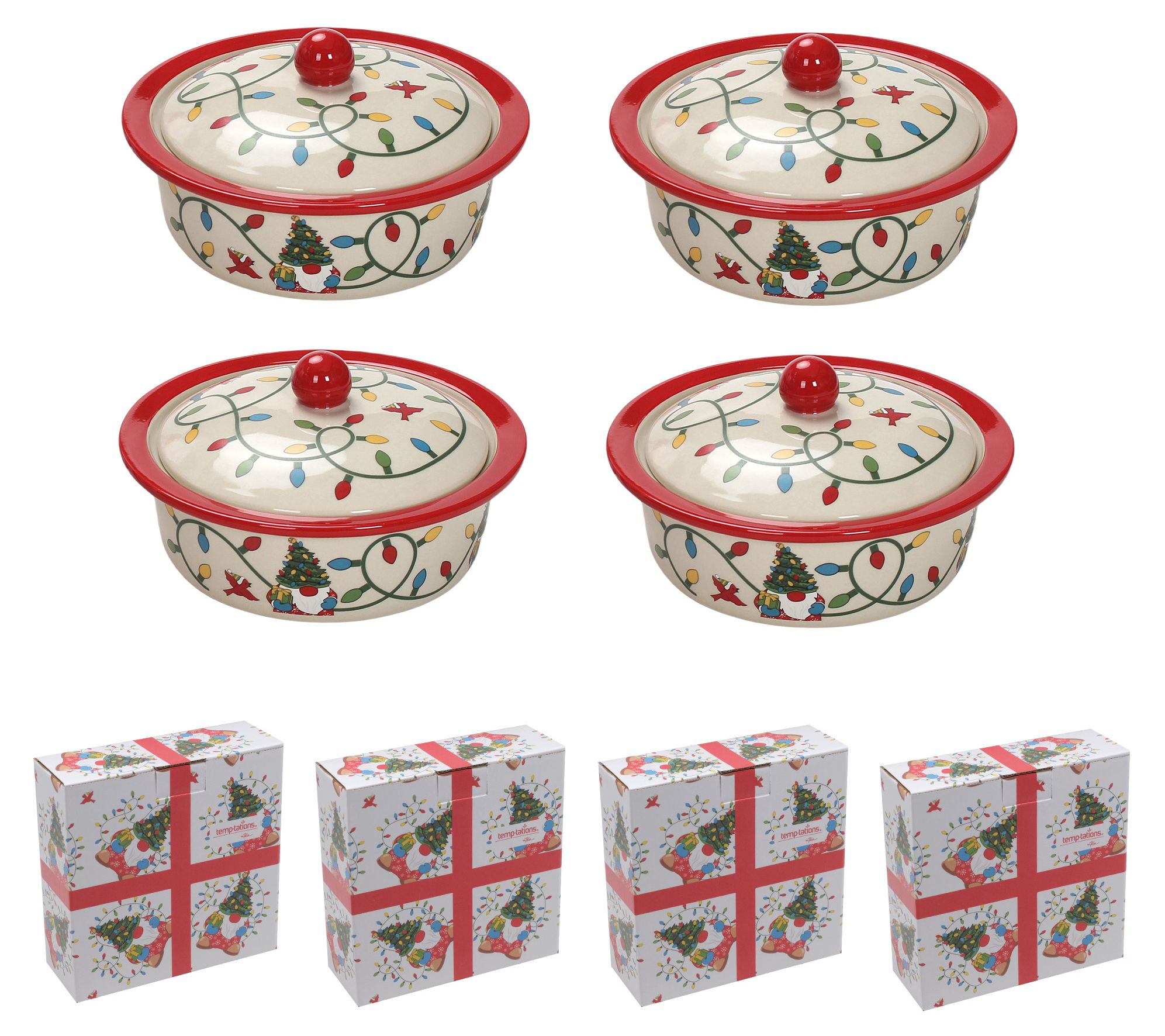 "As Is" Temp-tations (4) Covered Mini 12-oz Pie Dishes