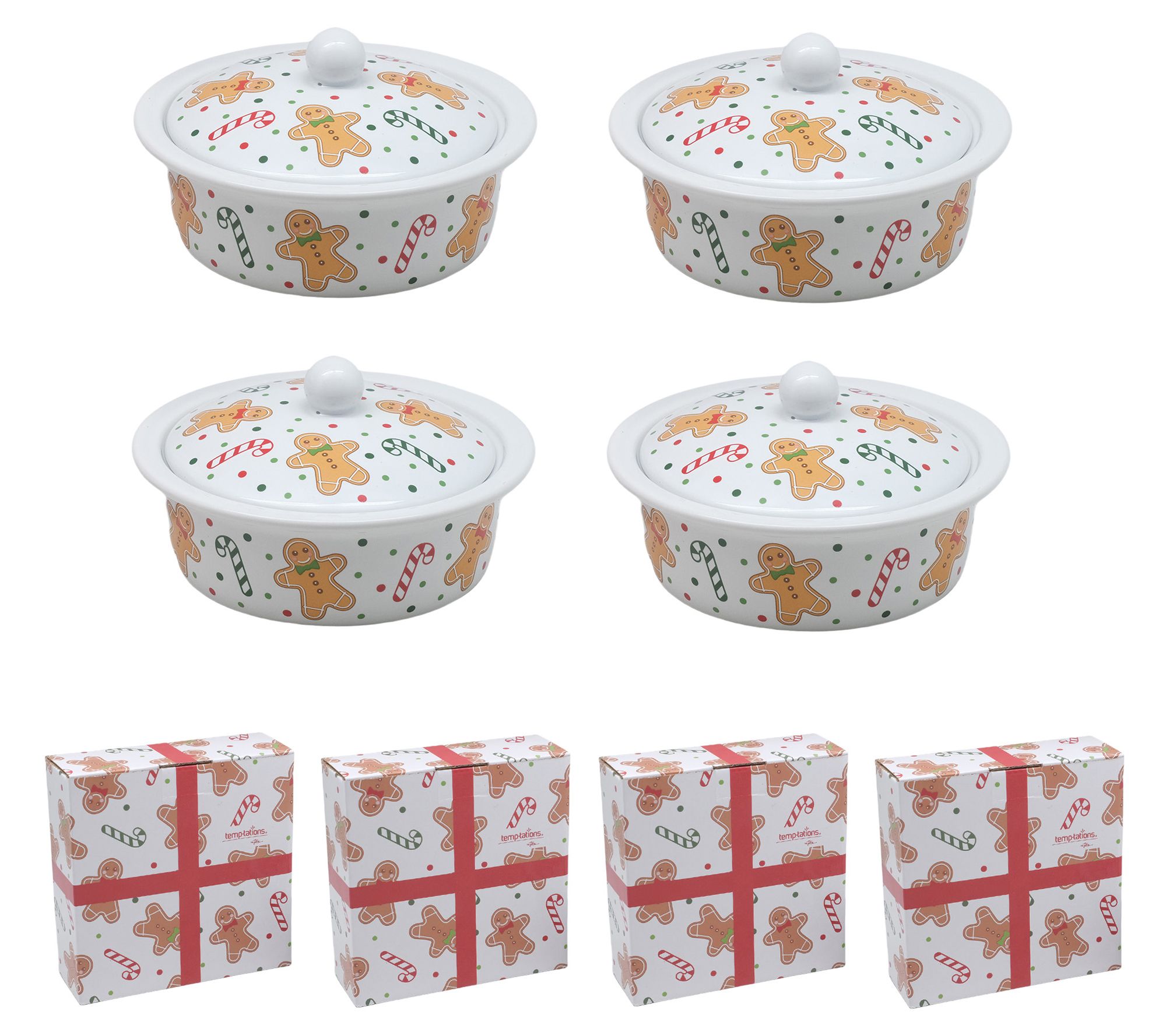 "As Is" Temp-tations (4) Covered Mini 12-oz Pie Dishes