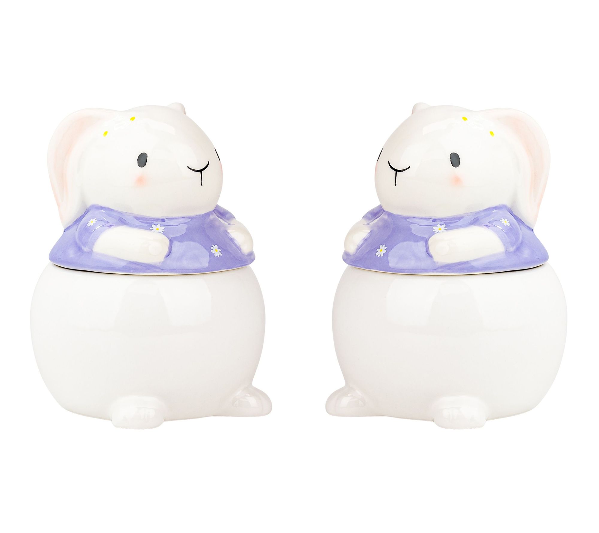 10 Strawberry Street Set of 2 Sweet Bunny SugarBowls