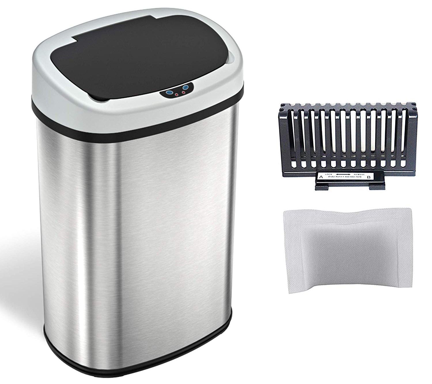 iTouchless Pet-Proof Sensor Kitchen Trash Can with AbsorbX Odor Filter 13 Gallon Silver Stainless Steel