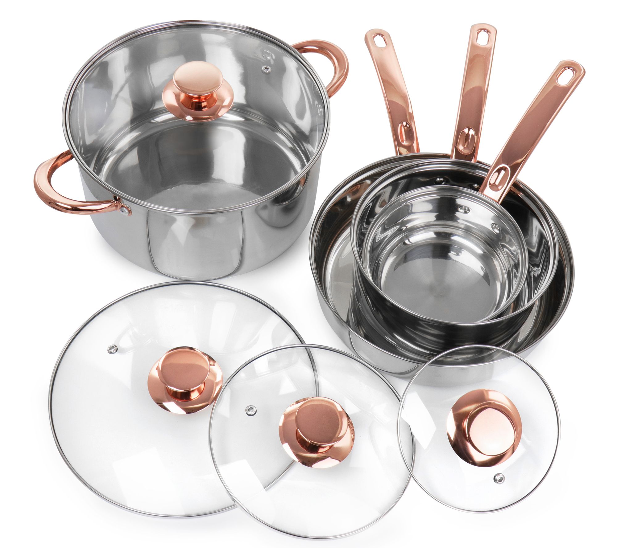 Gibson Home 7-Piece Bransonville 11-in Stainless Steel Cookware Set Lid S  Included in the Cooking Pans & Skillets department at