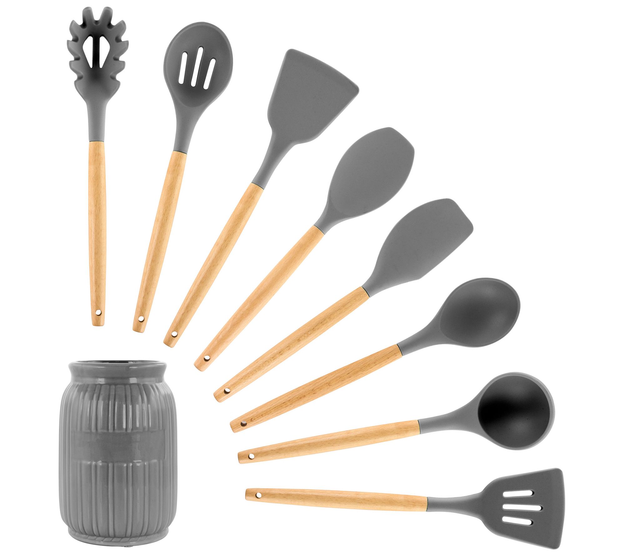 MegaChef 9 Piece Silicone and Wood Kitchen Utensil Set