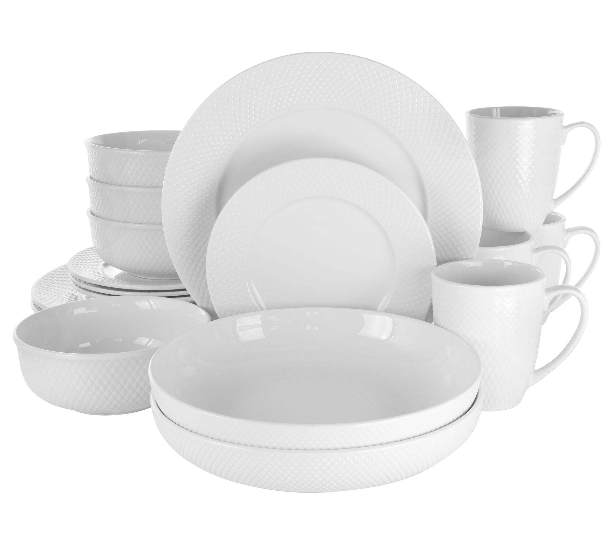 Elama Maisy 18 Piece Round Porcelain DinnerwareSet in White