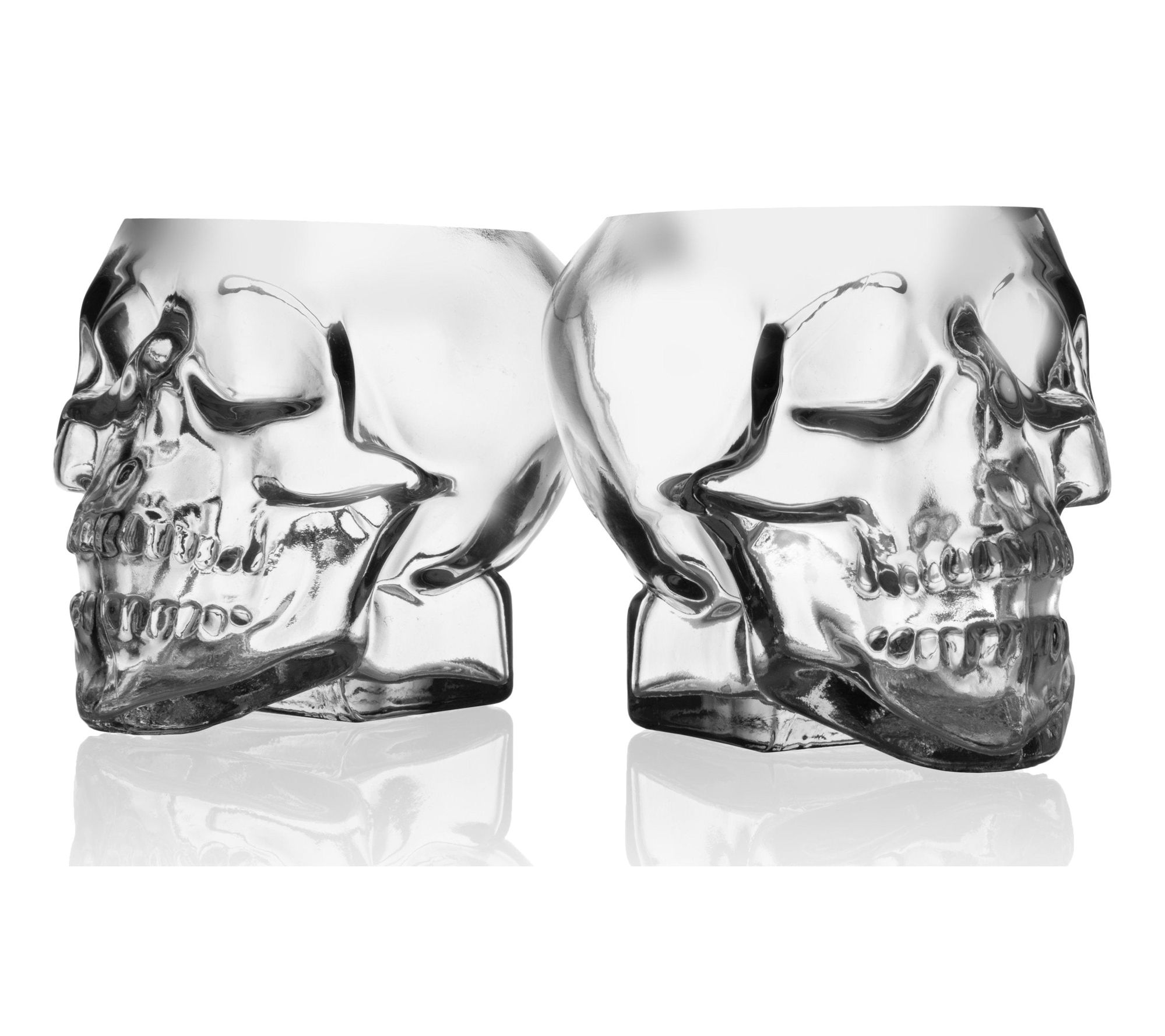 Godinger Grinning Skull Double Old Fashion Glass Set of 2
