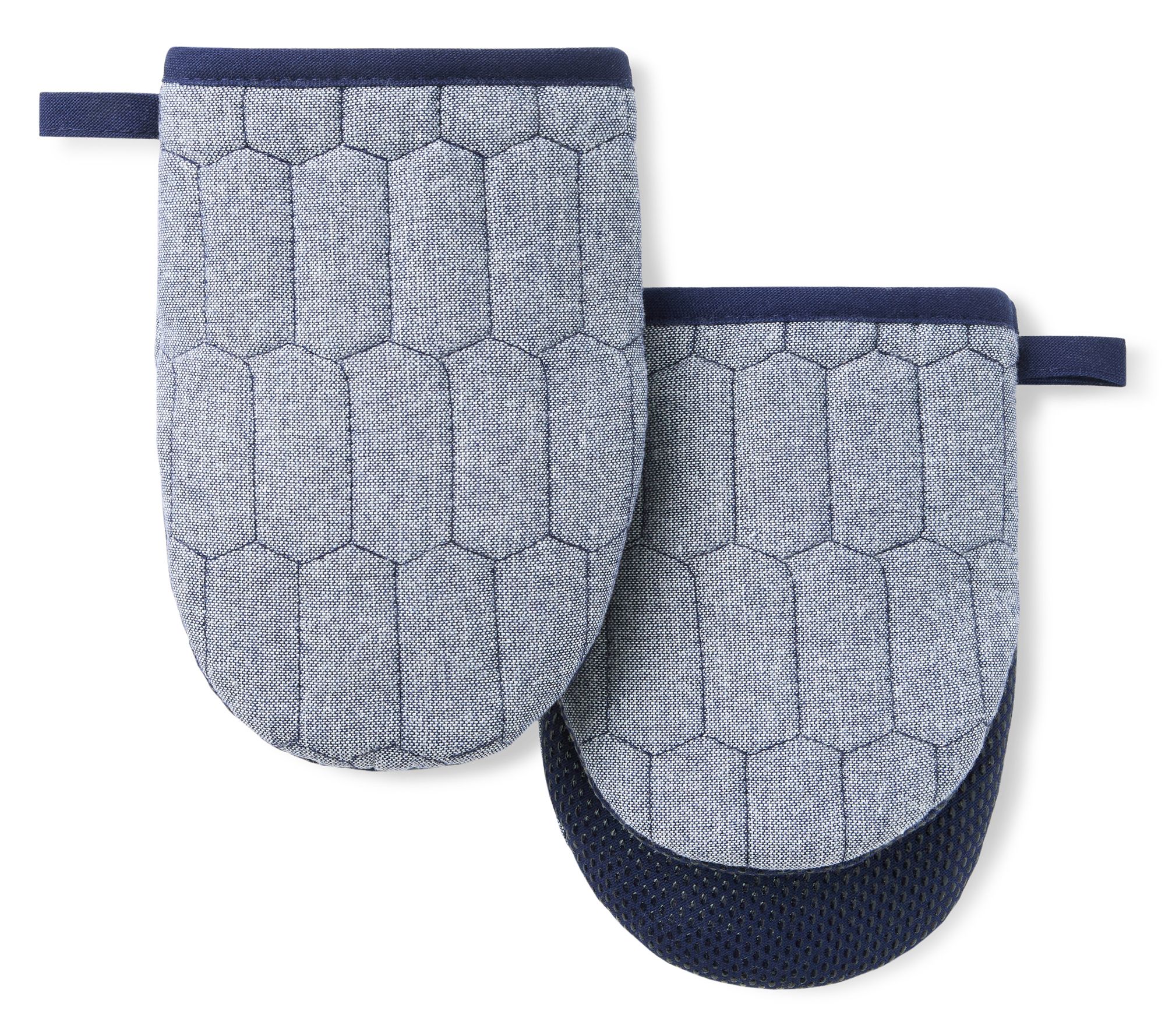 MARTHA STEWART Honeycomb Chambray Mini Oven Mitt 2-Pack Set