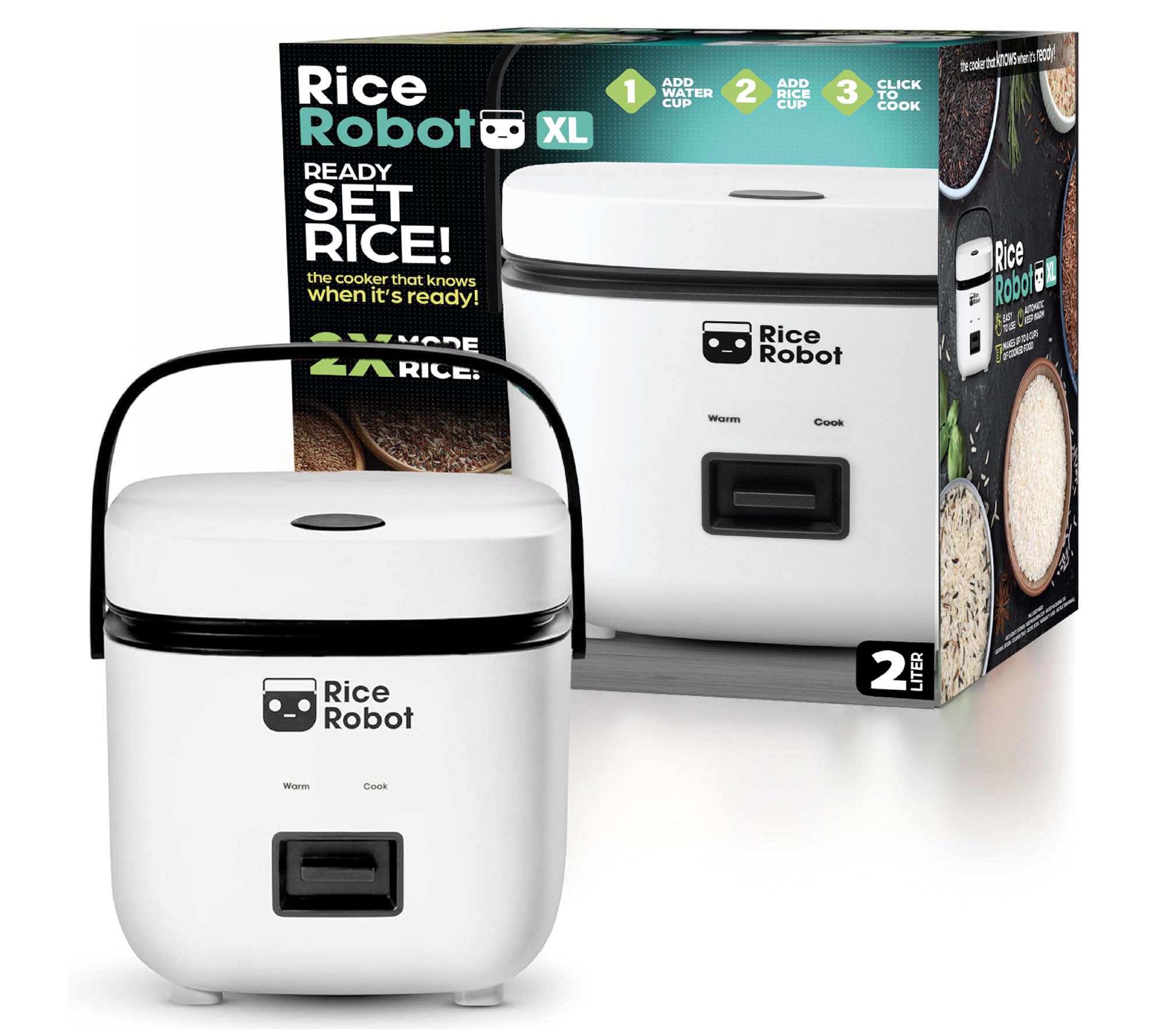  Rice Robot XL 2L Space Saving Ceramic Nonstickice Cooker