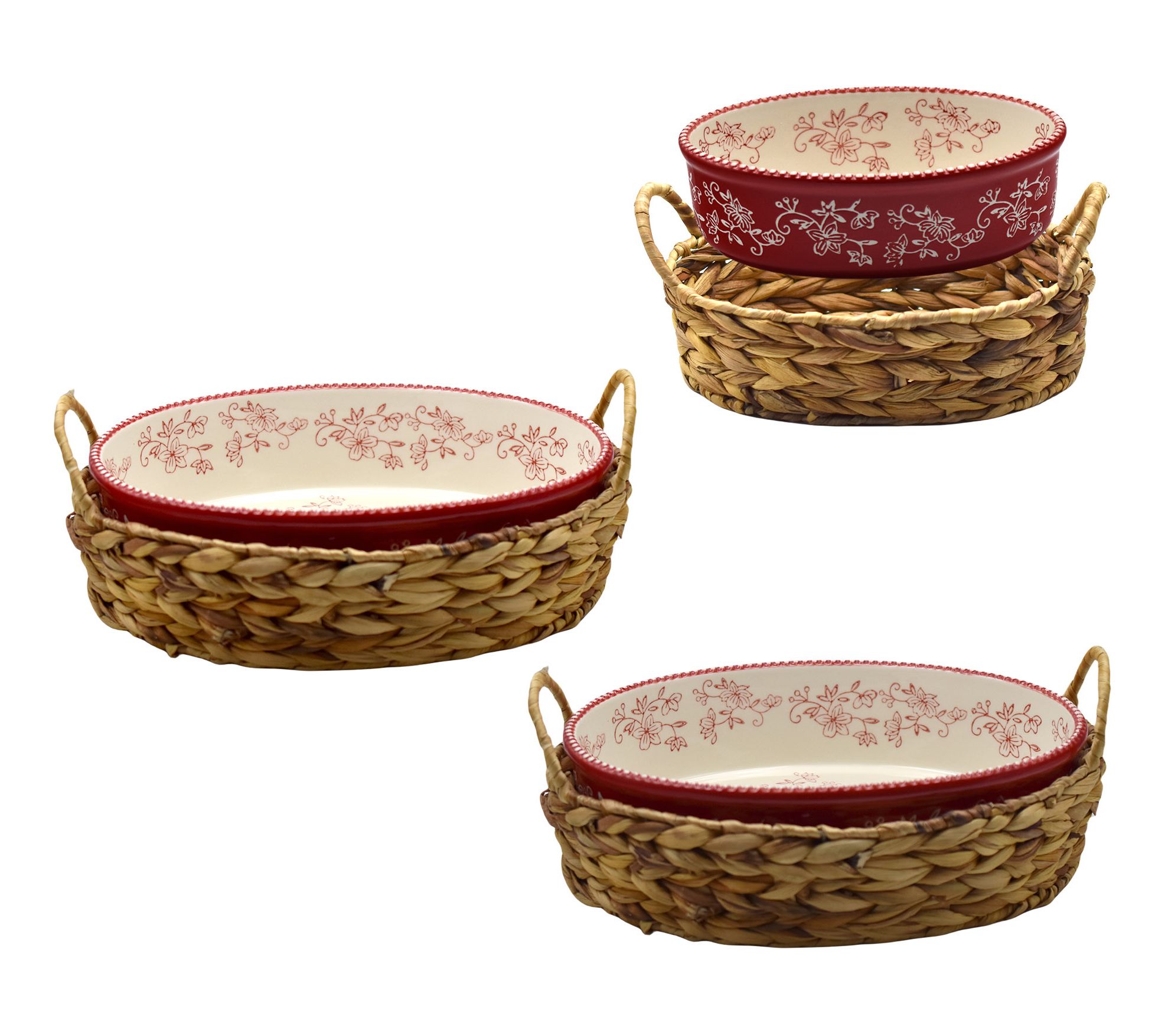 "As Is" Temp-tations Floral Lace Nostalgic S/3 Nesting Bakers