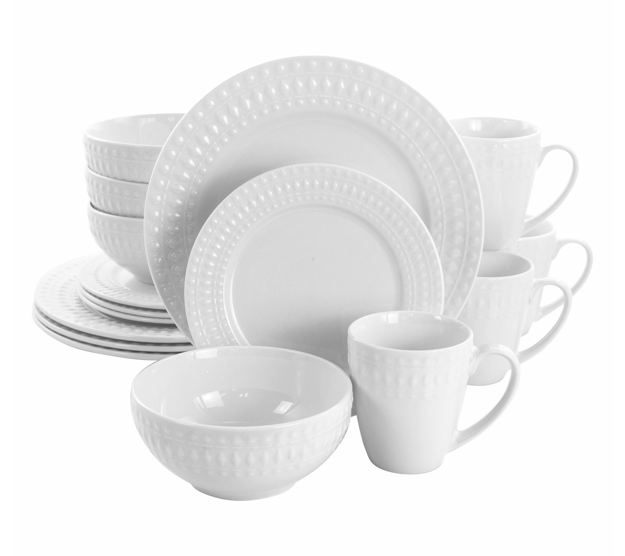 Elama Cara 16 Piece Round Porcelain DinnerwareSet