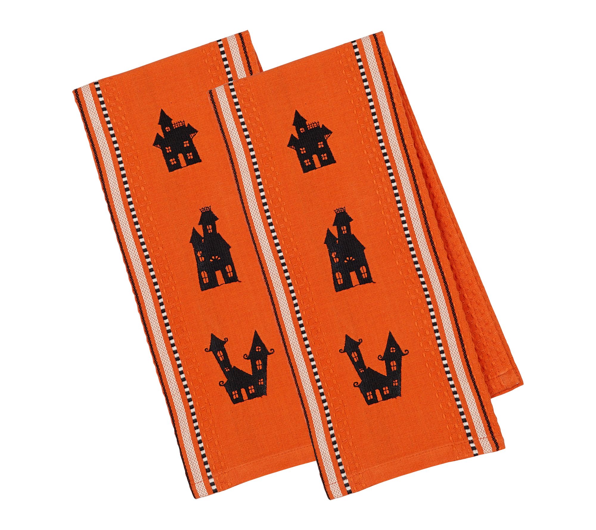 Design Imports Set of 2 Haunted Houses Embellished Dishtowels