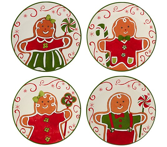Certified International Set/4 Gingerbread Canape Plates