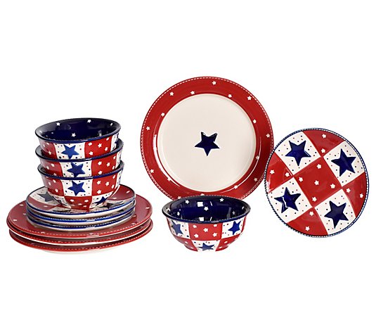 Temp-tations 12-Piece Star Stitched Dinnerware Set