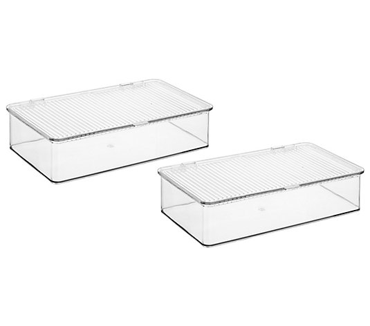 Sorbus Clear Storage Bins with Handles (Small, 2-Pack)
