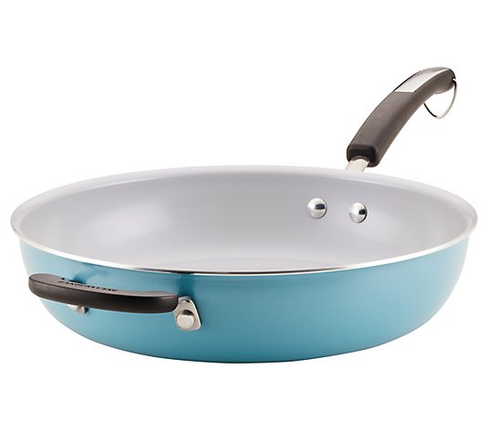 Farberware Ceramic Nonstick 12.5 Deep Frying Pan with Helper Handle - Aqua