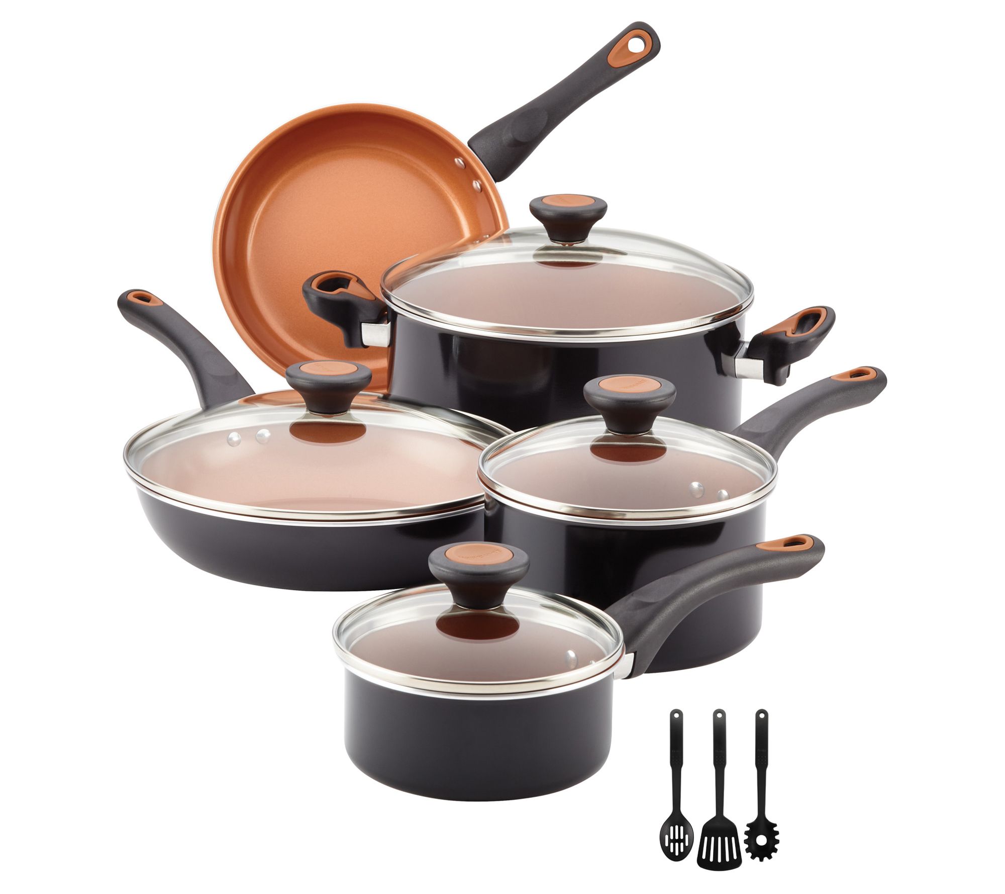 Farberware Glide Copper Ceramic Nonstick Cookware, 12-Piece