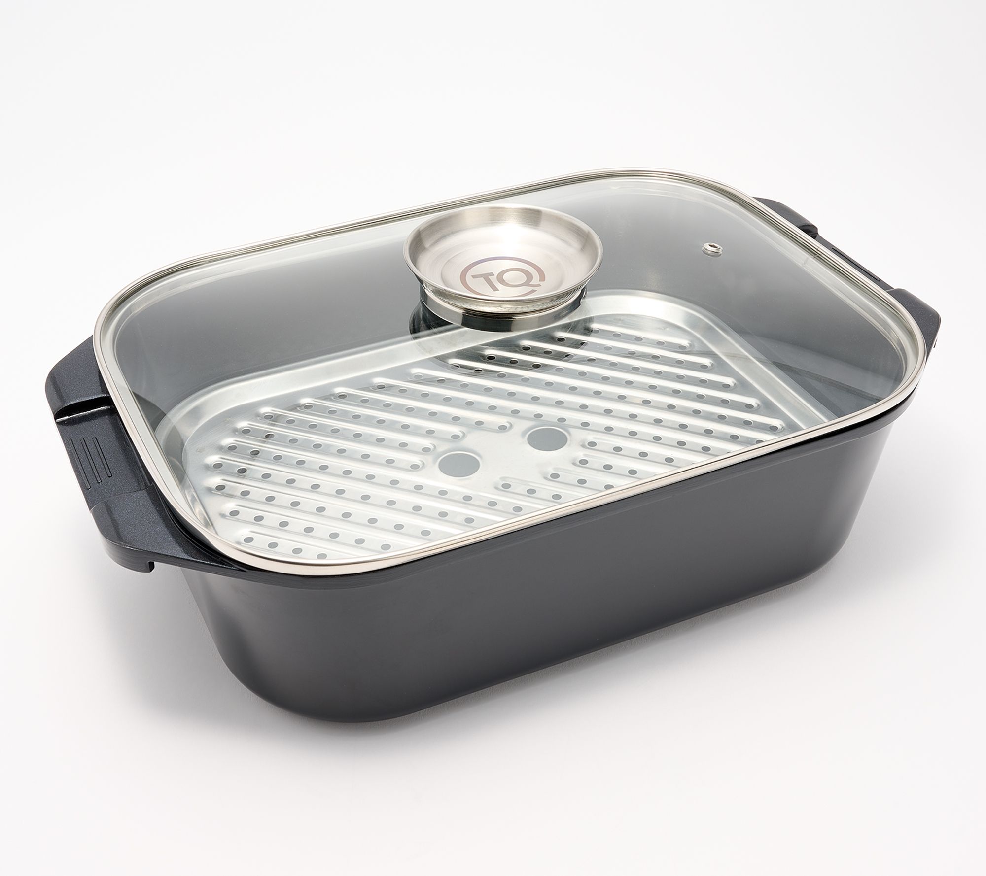 Technique Cast Aluminum Roaster with Basting Knob Glass Lid