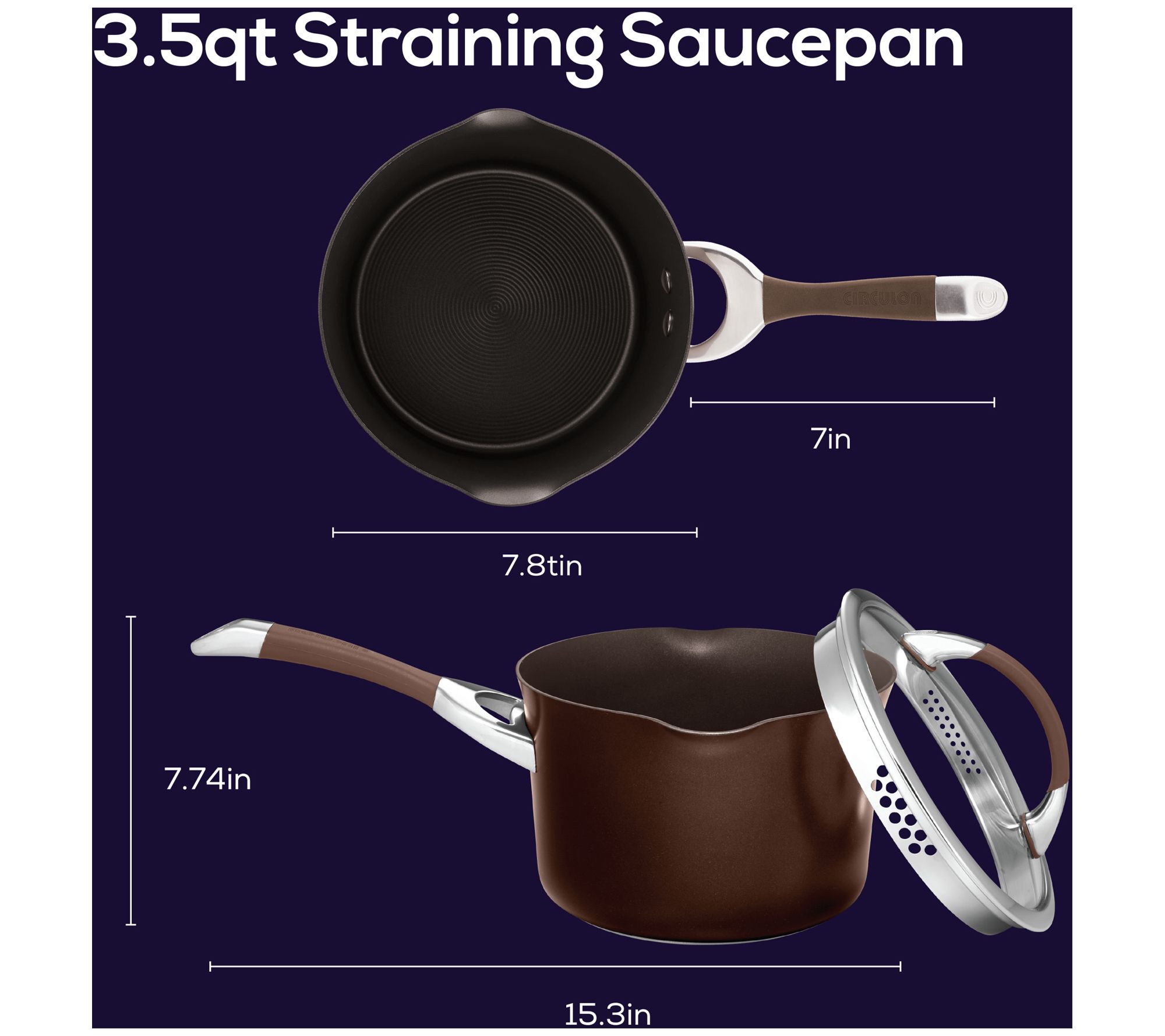 Circulon 3.5-Quart Symmetry Chocolate Straining Saucepan
